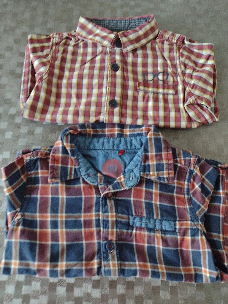 2 overhemdjes maat 80 - Merk JBC - 1,5 € voor de 2, Kinderen en Baby's, Babykleding | Maat 80, Ophalen, Zo goed als nieuw, Overhemdje of Bloesje