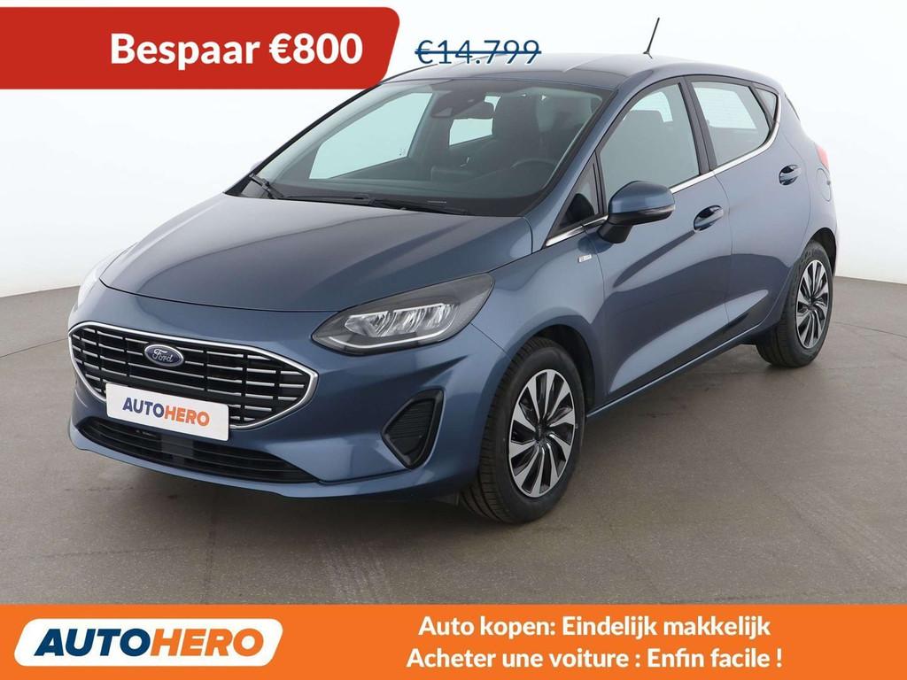 Ford Fiesta 1.0 EcoBoost Titanium (bj 2022), Auto's, Ford, Stof, Gebruikt, USB, Blauw
