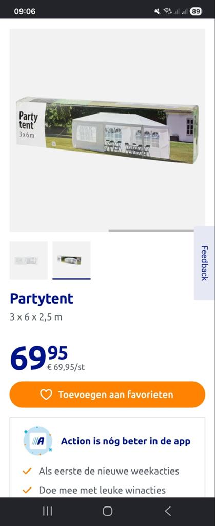 Partytent 3x6, Tente de réception, Moins de 4 mètres, Enlèvement, 2 mètres ou plus