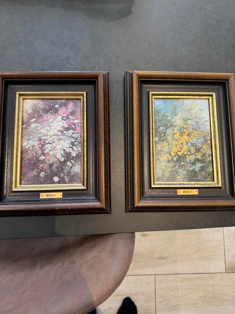 2 bloemstillevens  Messely, Antiek en Kunst, Kunst | Schilderijen | Klassiek, Ophalen of Verzenden