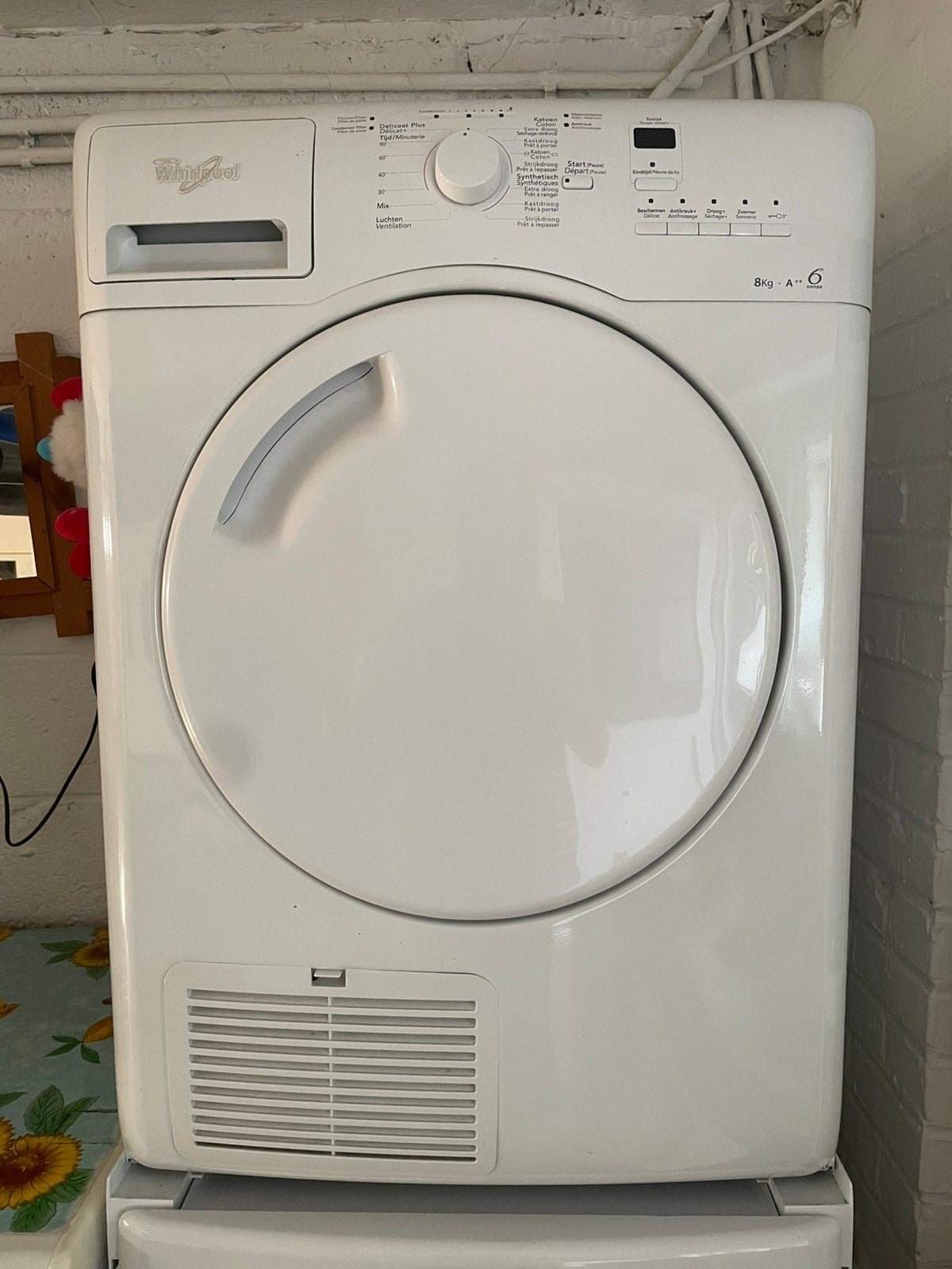 Sèche-linge Whirlpool, 8 kg, A++ 6th sense, Electroménager, 6 à 8 kg, Classe énergétique A ou plus économe, 85 à 90 cm, Chargeur frontal
