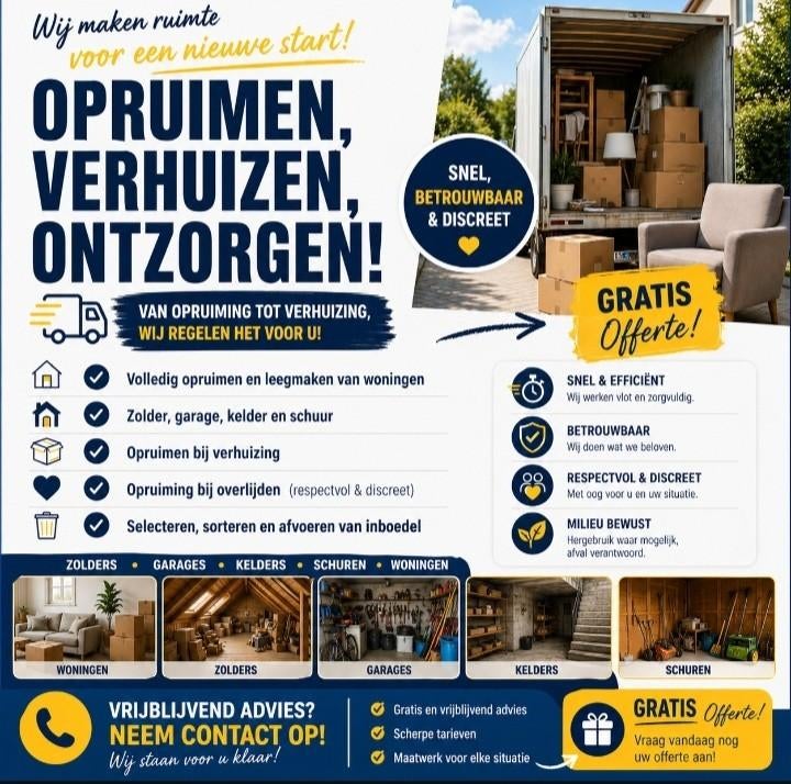 Van opruiming tot verhuizing – wij regelen alles voor u., Doe-het-zelf en Bouw, Ophalen