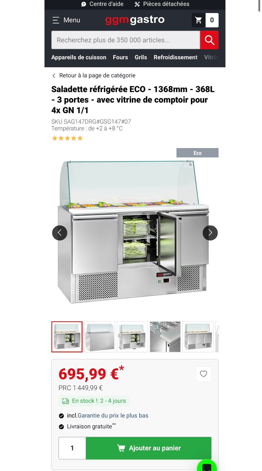 Saladette frigo comptoir, Enlèvement