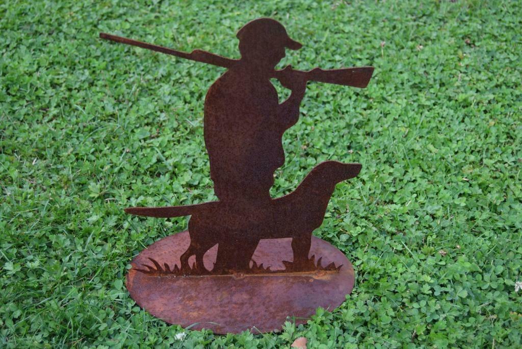 Le chasseur et son chien en fer forgé (grand modèle), Enlèvement ou Envoi, Neuf, Métal, Homme