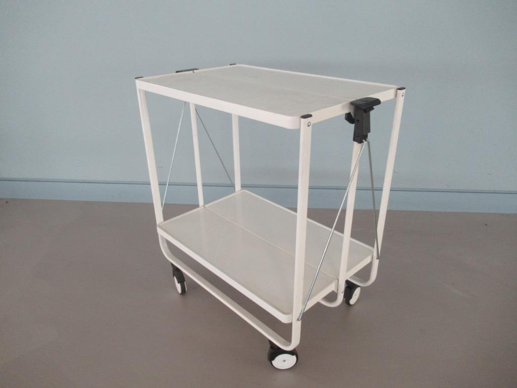 Serveertafel | serveerwagen inklapbaar wit 60x40x72, Huis en Inrichting, Ophalen, Opvouwbaar, Gebruikt, Metaal of Aluminium