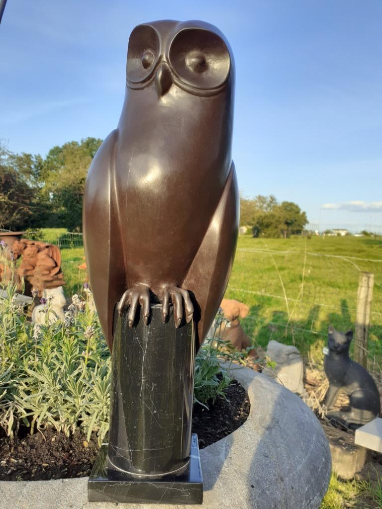 Superbe bronze animalier sur socle en marbre (la chouette), Enlèvement ou Envoi, Bronze