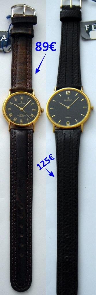 Montres à quartz FESTINA cadran + bracelet cuir noir NEUVES, Enlèvement ou Envoi, Neuf