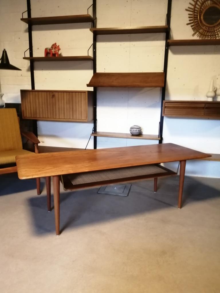 France & Son salontafel Deens design jaren 60 teak, Ophalen, Gebruikt, 100 tot 150 cm, Teakhout
