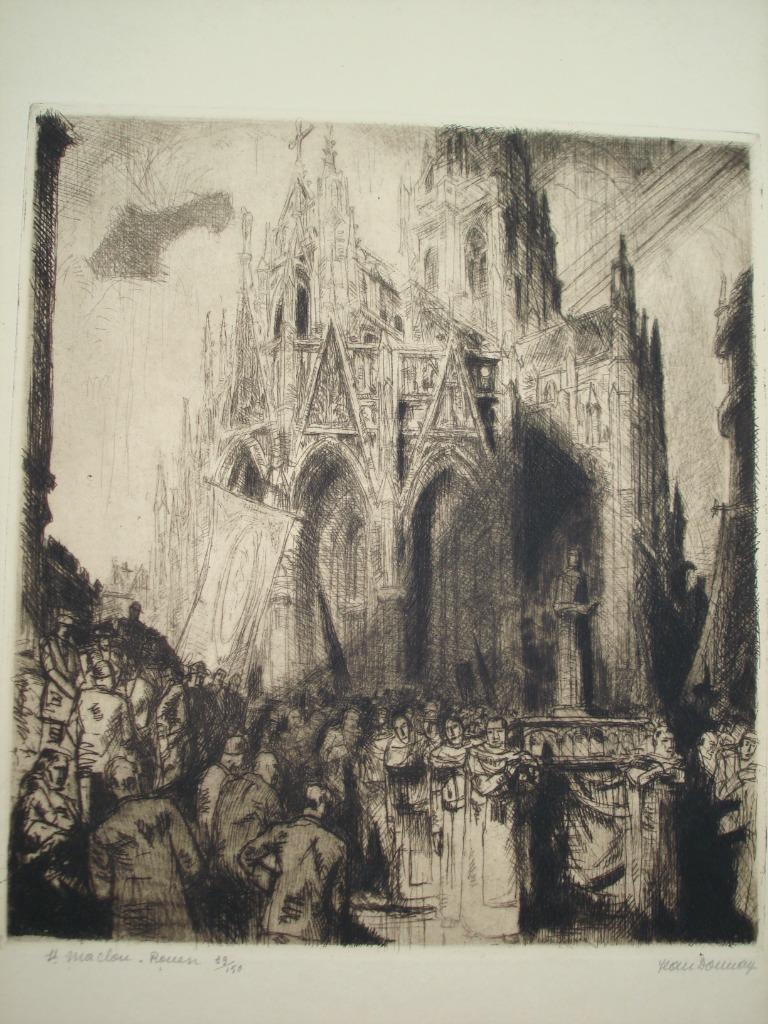 église Saint-Maclou ROUEN Jean DONNAY, gravure, eau-forte, Enlèvement ou Envoi