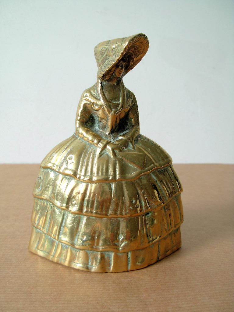 Geelkoperen tafelbel - Belgium Brass Lady Bell, Ophalen of Verzenden, Koper