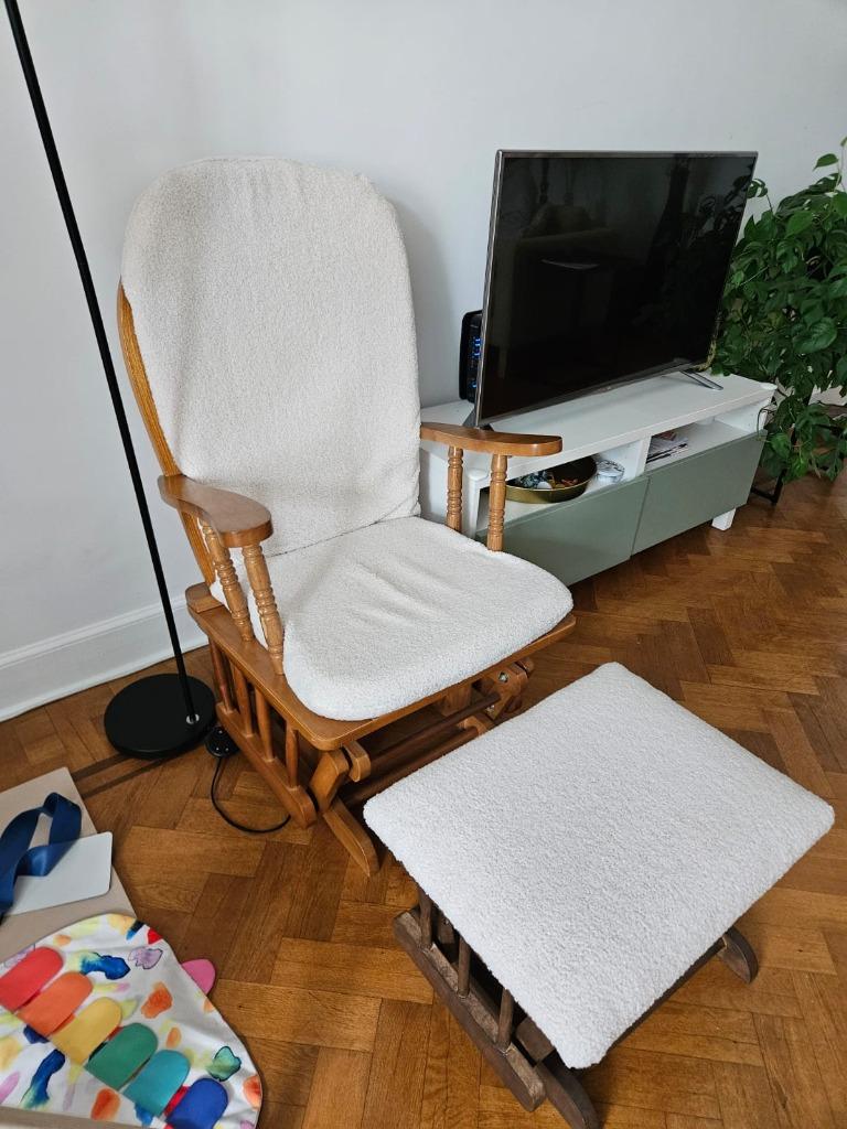 Fauteuil à bascule avec repose pied, Maison & Meubles, Chaises, Comme neuf, Deux, Enlèvement, Blanc