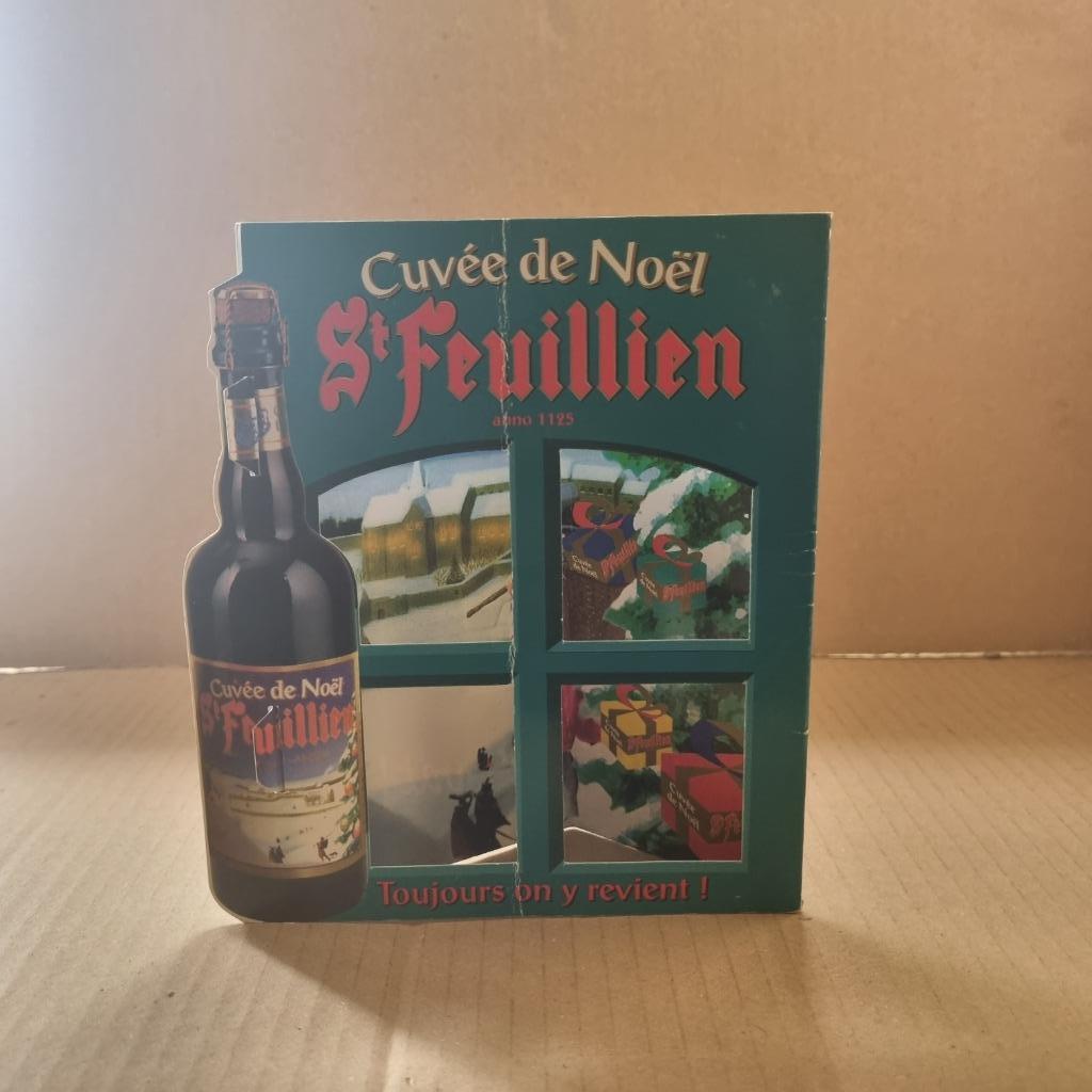 Publicité de table Cuvée de Noël St Feuillien, Enlèvement ou Envoi, Utilisé, Panneau, Plaque ou Plaquette publicitaire, Autres marques