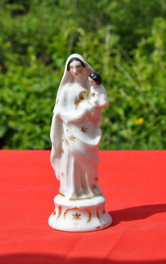 vierge a l'enfant porcelaine épaisse blanche et etoile, Ophalen of Verzenden