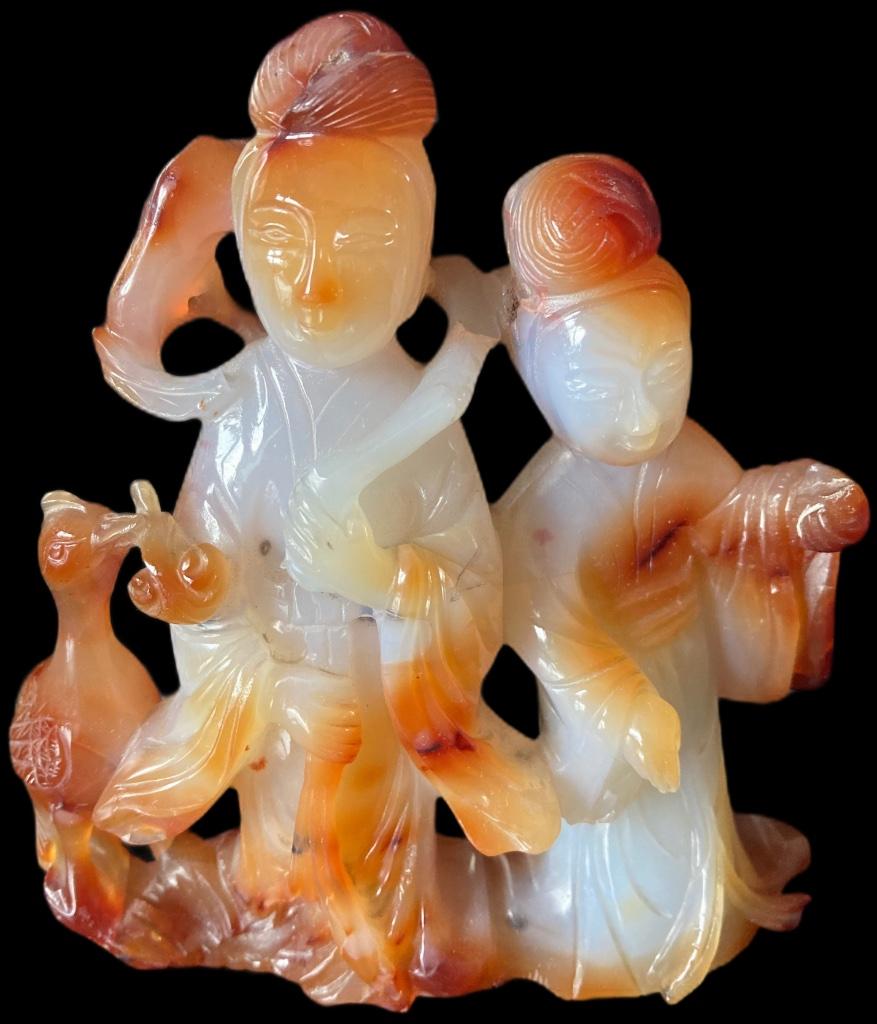 Agaat Antiek Beeld Edelsteen Agate Kwan Yin Guan Yin, Antiek en Kunst, Ophalen of Verzenden