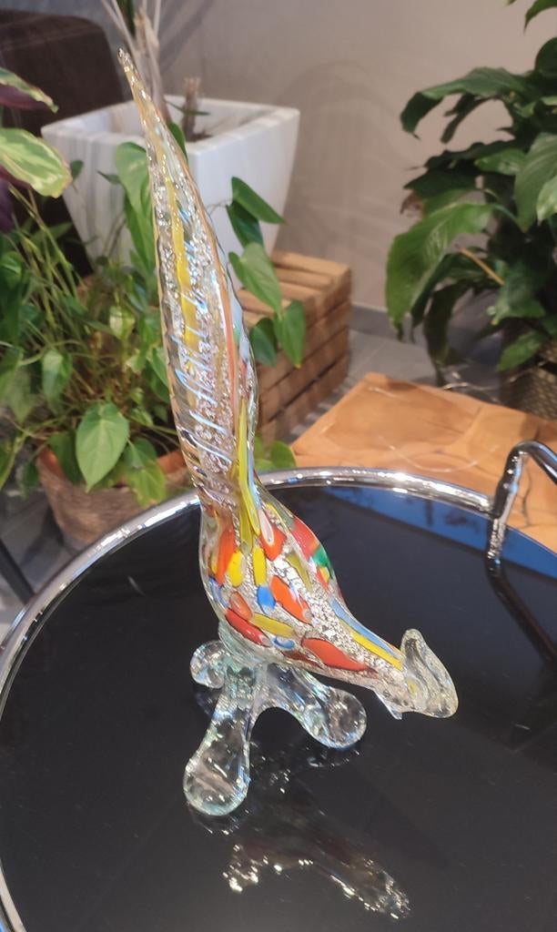 Prachtige Murano Venetiaanse glazen pauw Gratis verzending, Antiek en Kunst, Ophalen