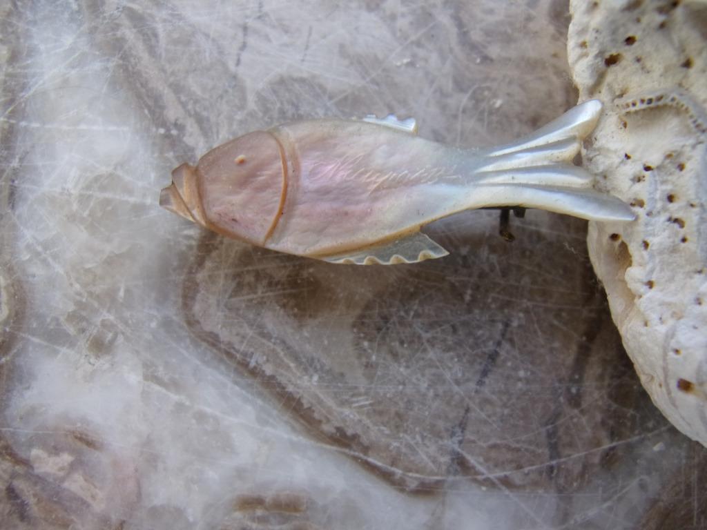 Oude parelmoer     FISH  broche                Nieuwpoort, Ophalen of Verzenden, Overige materialen, Broche