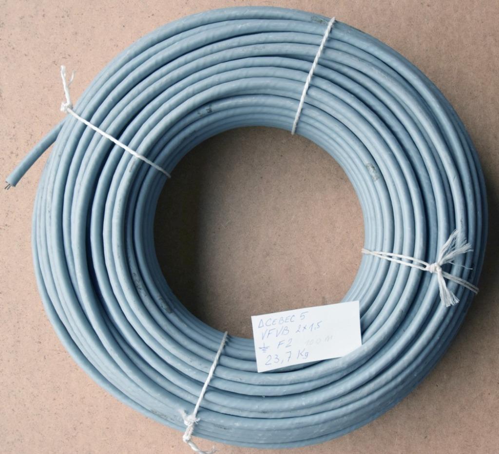 Câble armé VFVB 2 X 1,5 + terre F2 – Δ CEBEC 5, Enlèvement, Comme neuf, Câble ou Fil électrique