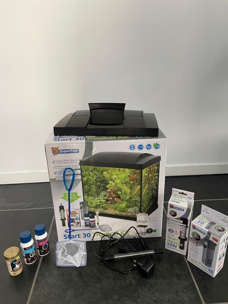 Aquarium 25L (zwart) met toebehoren, Dieren en Toebehoren, Ophalen