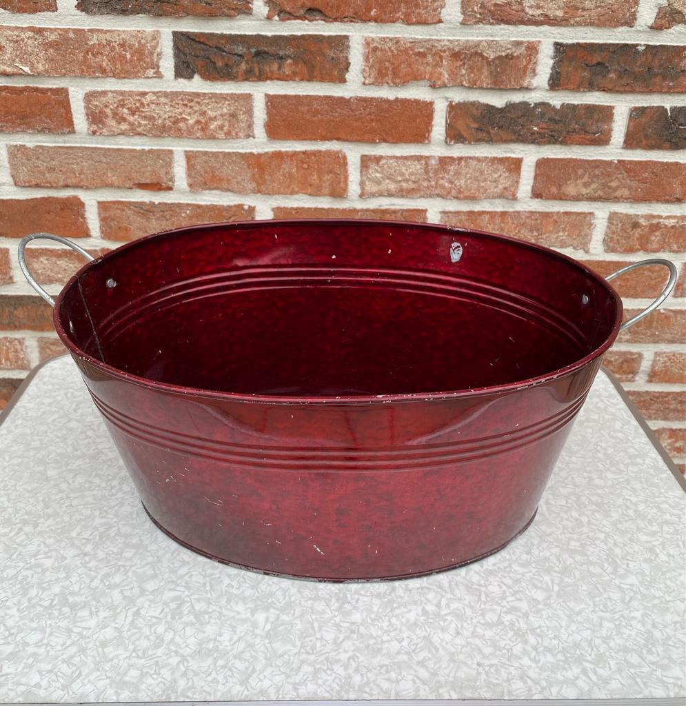 Decoratieve zinken planten bak rood bordeaux, Tuin en Terras, Ophalen, Gebruikt, Overige materialen