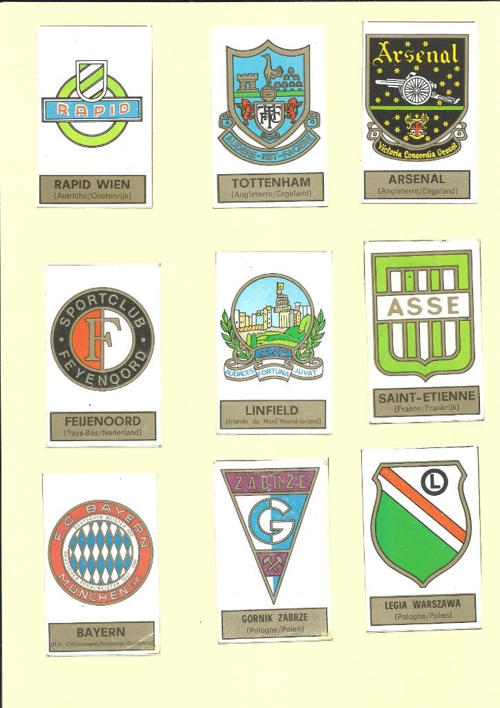 Panini 1972-1973 Emblemen Internationaal - 18 stickers recup, Ophalen of Verzenden, Gebruikt, Sport
