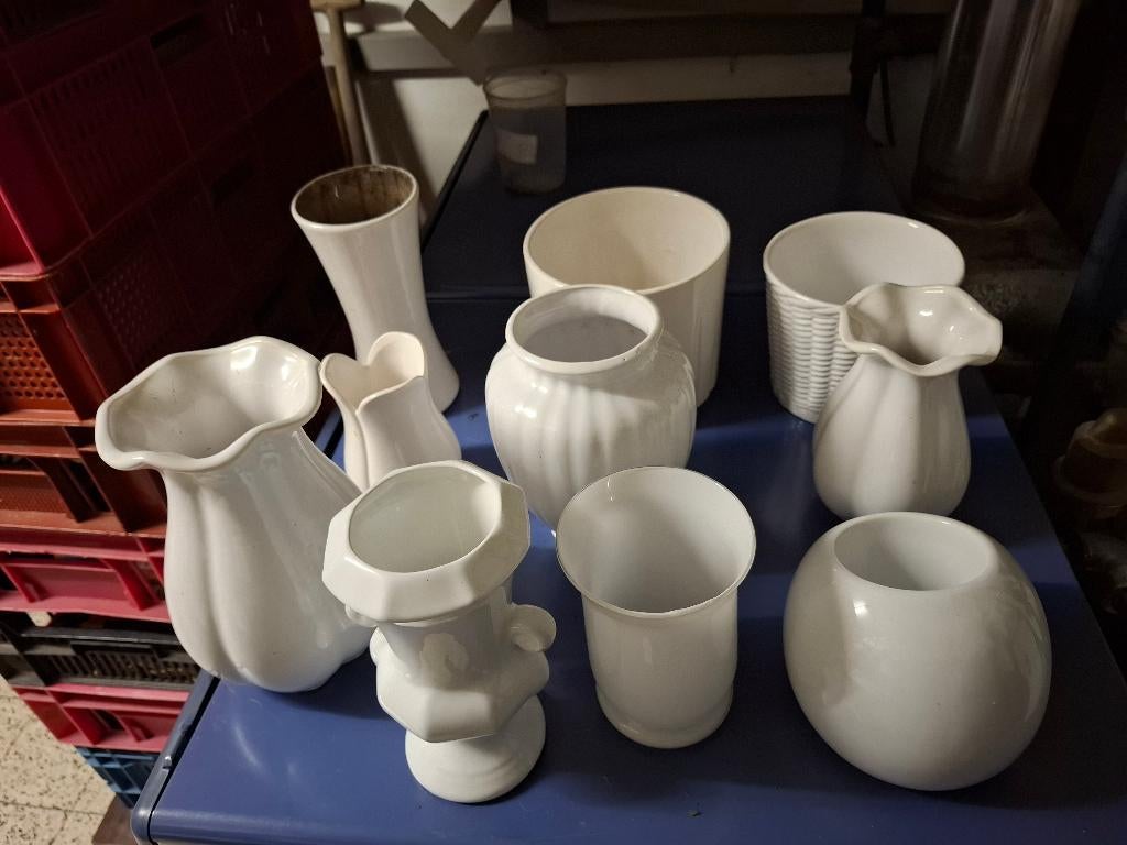lot witte vazen 10 stuks, Enlèvement, Utilisé, Blanc