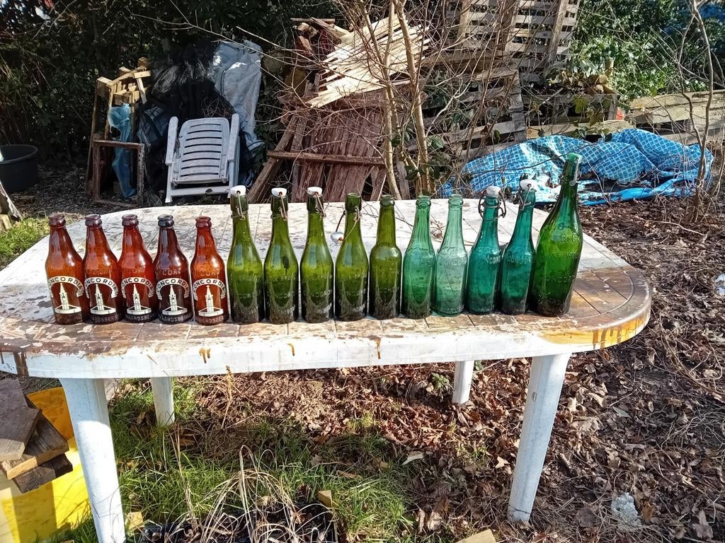 Oude vintage bierflessen brouwerij Concordia Geraardsbergen, Verzamelen, Ophalen of Verzenden