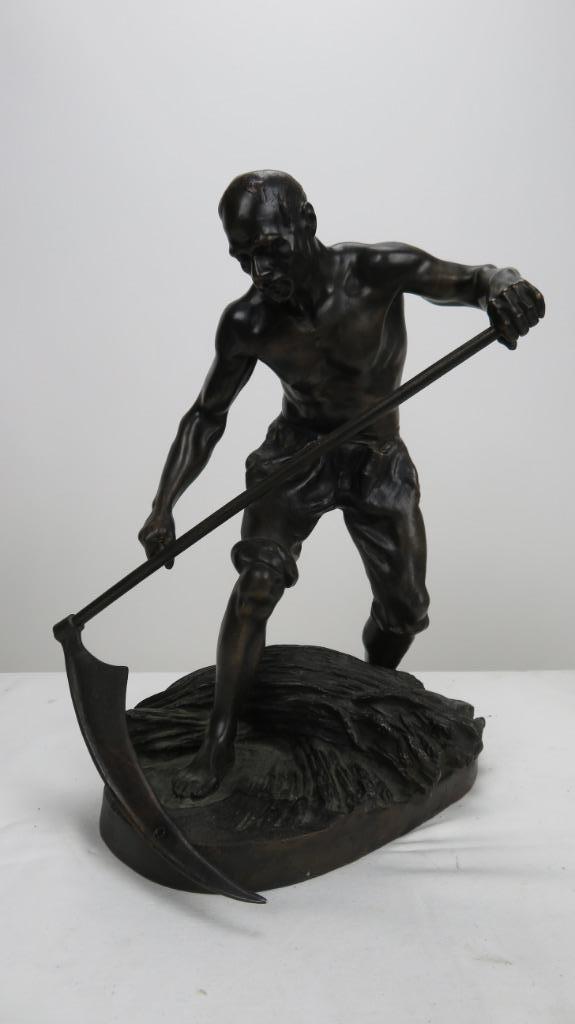 Bronzen beeld, Antonin Larroux, Man met de zeis, Ophalen, Brons