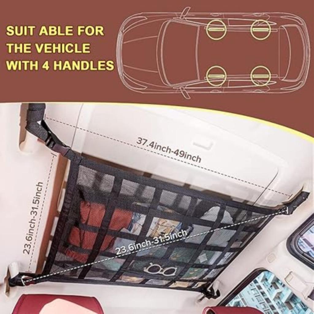 Opbergnet voor autodak | Extra opbergruimte in de auto 🚗📦, -, Verzenden, -, Nieuw
