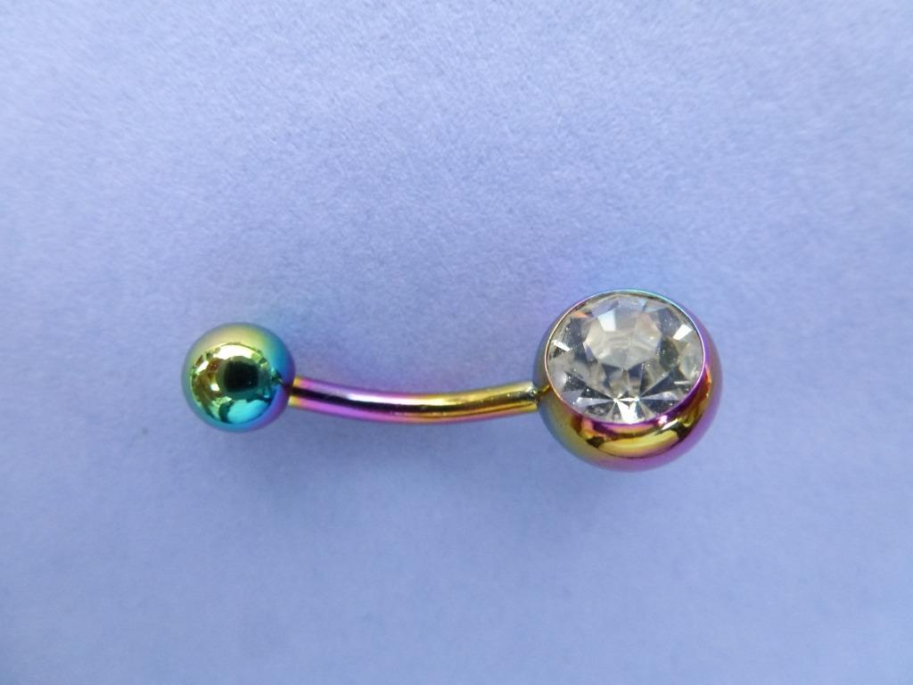 piercing  boule  tige  cristal incolore, Enlèvement ou Envoi, Piercing nombril, Comme neuf, Avec strass