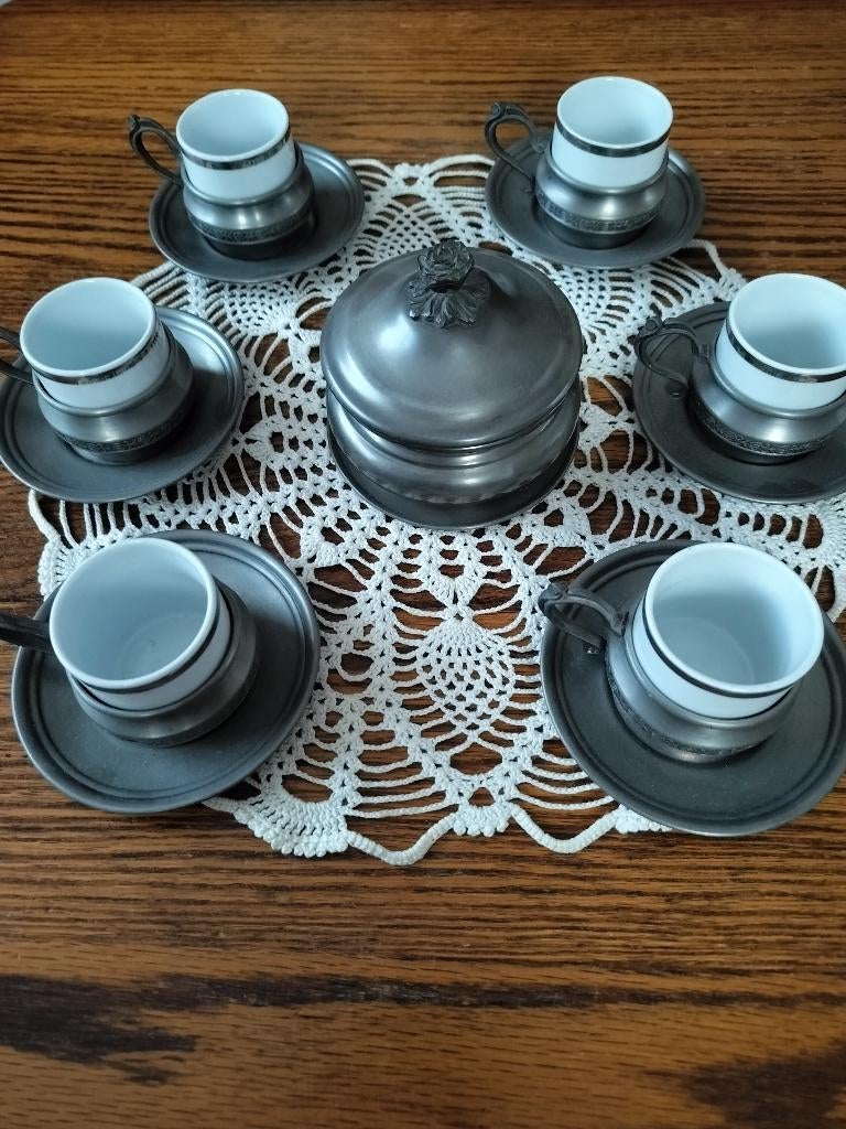 Tinnen koffieservies, Antiek en Kunst, Antiek | Servies compleet, Ophalen
