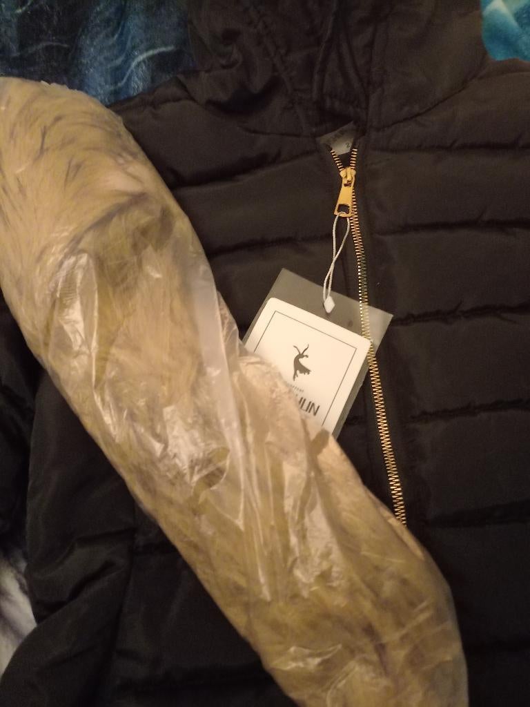 Donsjack voor dames met uitneembare vacht, Ophalen, Nieuw, Maat 38/40 (M), Zwart