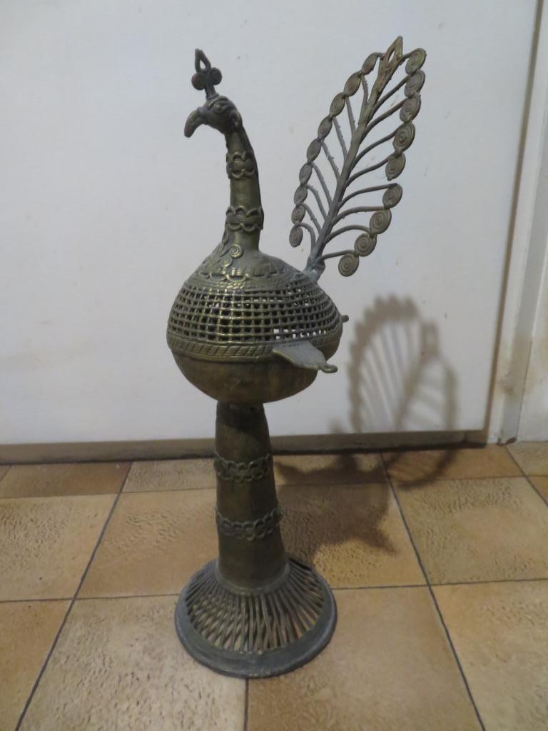 Koperen decoratie, pauw, Antiek en Kunst, Ophalen, Koper