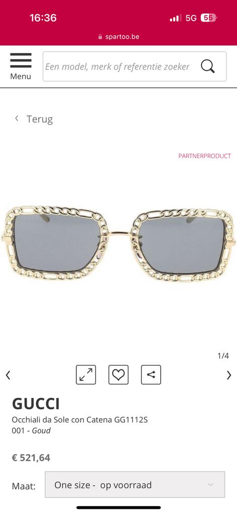 Gucci GG1112S nieuwstaat! Winkel 520 euro.., Ophalen of Verzenden