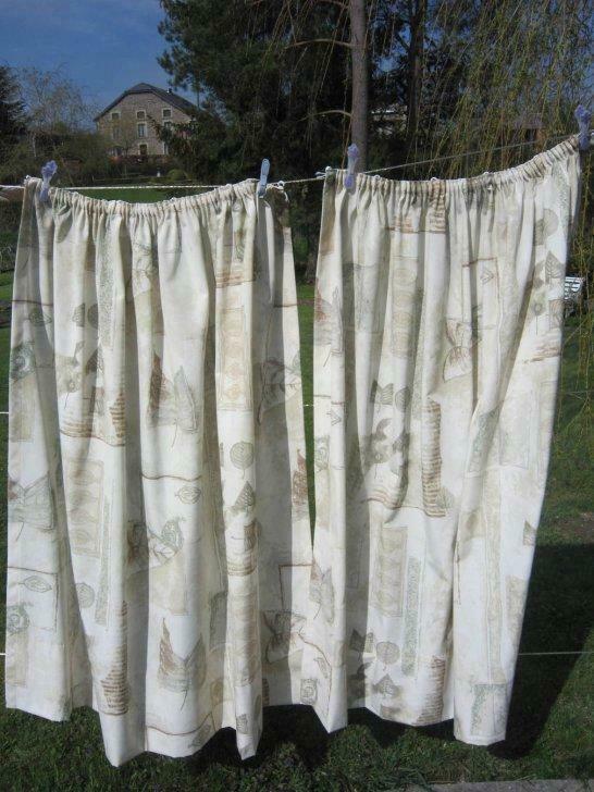 2 tentures avec ruflettes et crochets cousus, Enlèvement, Utilisé