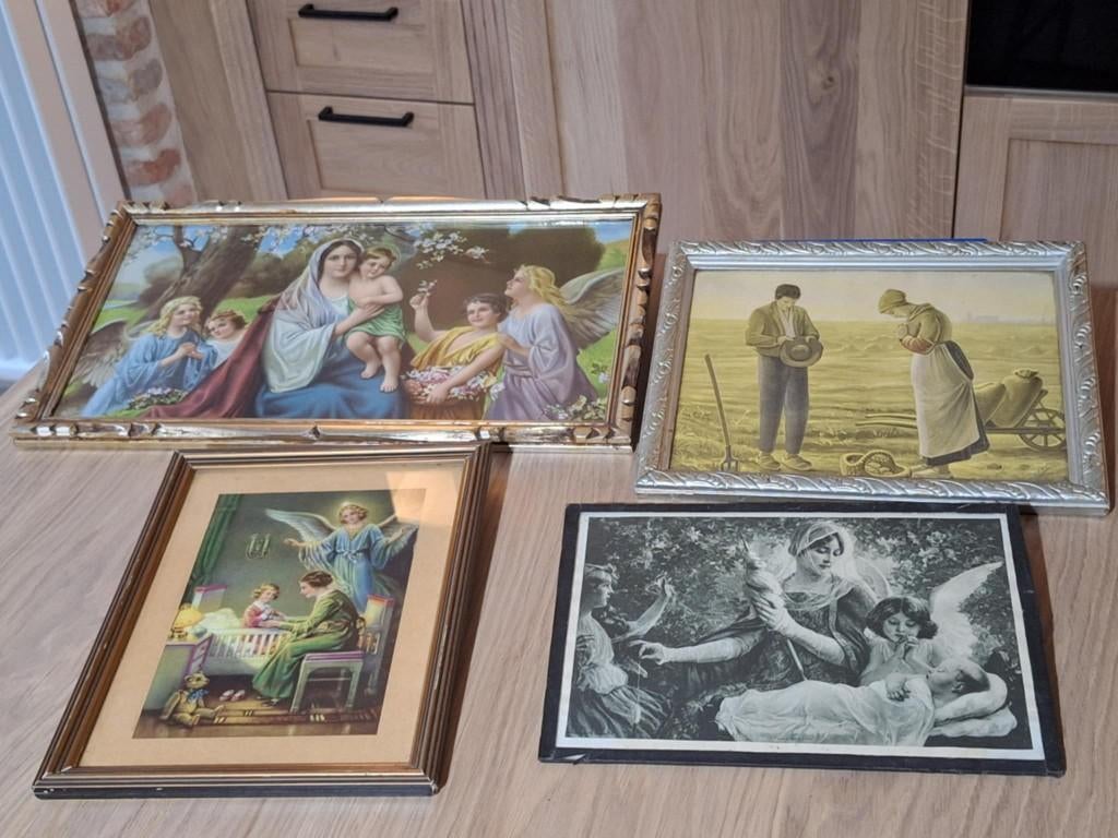 Oude kadertjes met reproducties van bekende kunstwerken., Antiek en Kunst, Ophalen