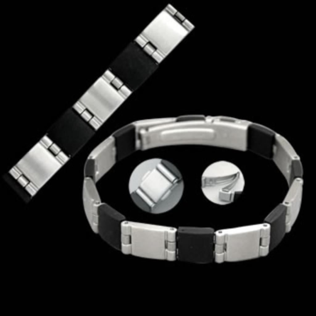 PROMO -70% - Bracelet homme acier inoxydable avec caoutchouc, Enlèvement ou Envoi, Neuf, Acier