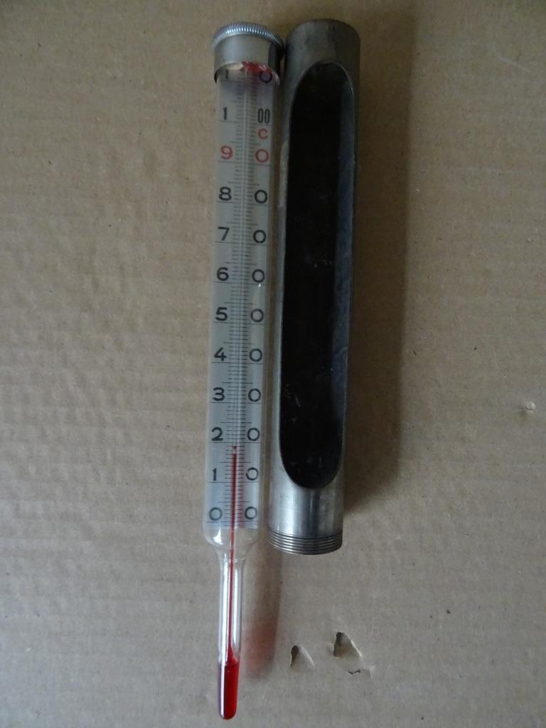 Curiosa laboratorium thermometer glas vintage werkend 25cm, Ophalen of Verzenden