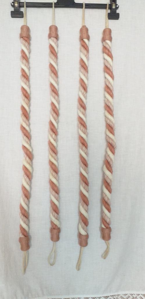 Cordon torsadé rose et blanc tenture, Maison & Meubles, Enlèvement ou Envoi, Utilisé, Blanc