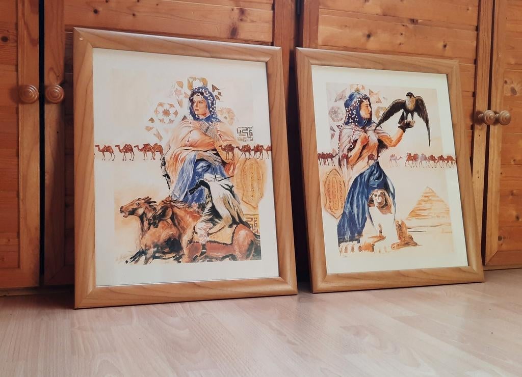 2 Egyptische tekeningen/schilderijen, Antiek en Kunst, Ophalen of Verzenden