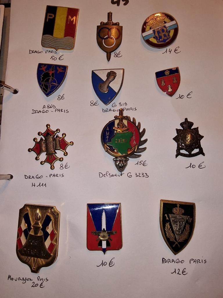 Franse insignia te koop (Per stuk) (C), Ophalen of Verzenden, Landmacht, Embleem of Badge