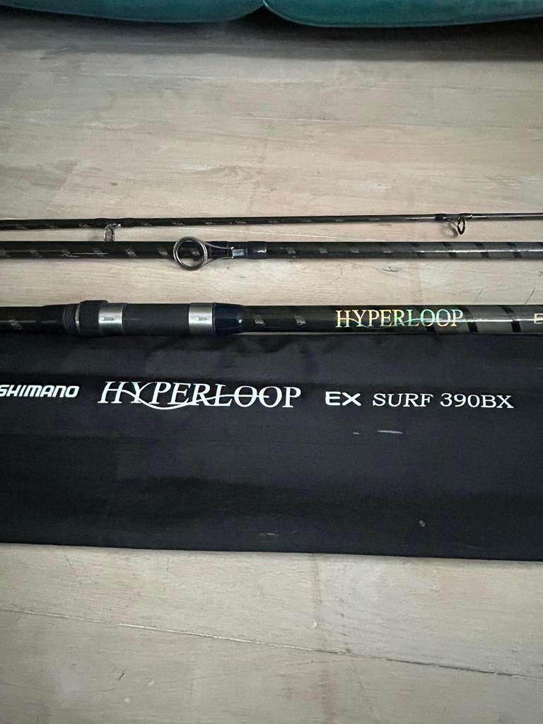 Te koop Shimano hyperloop ex surf bx 390 cm in nieuw staat, Watersport en Boten, Hengelsport | Zeevissen, Ophalen, Zo goed als nieuw