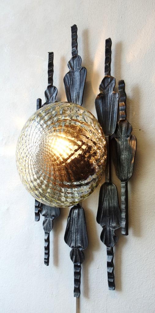 Vintage brutalist wandlamp 1 van 4 Murano 60's Zweeds design, Huis en Inrichting, Ophalen of Verzenden, Gebruikt, Vintage brutalist industrieel Midcentury modern design