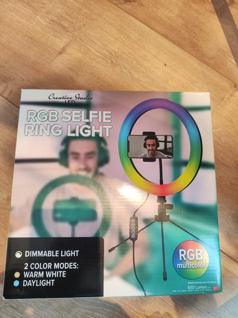 Creative studio Led RGB selfie ring light Neuf, Audio, Tv en Foto, Ophalen, Nieuw, Ministatief