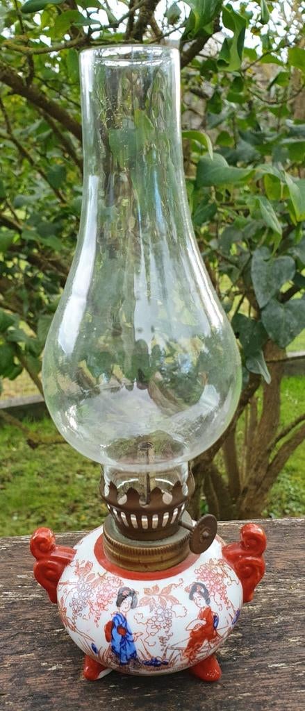 Vintage petit quinquet asiatique en porcelaine, Ophalen of Verzenden