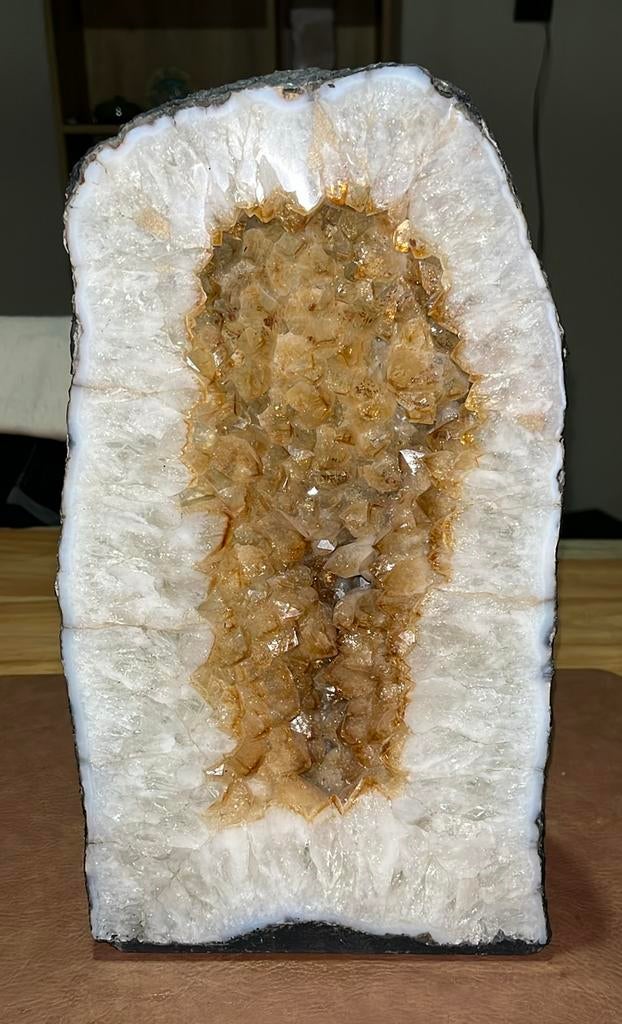 Zeer grote Citrien/kwarts Kathedraal Geode - 13kg zwaar!, Ophalen of Verzenden, Mineraal