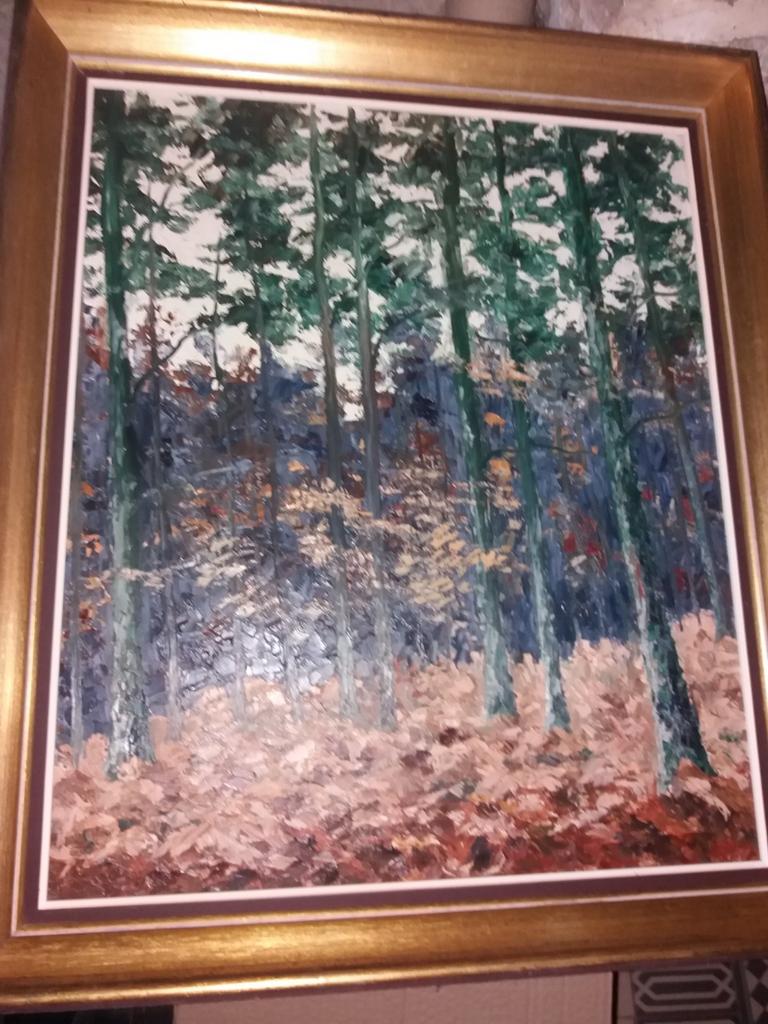 Peinture représentant des sapins, Antiquités & Art, Art | Peinture | Classique, Enlèvement