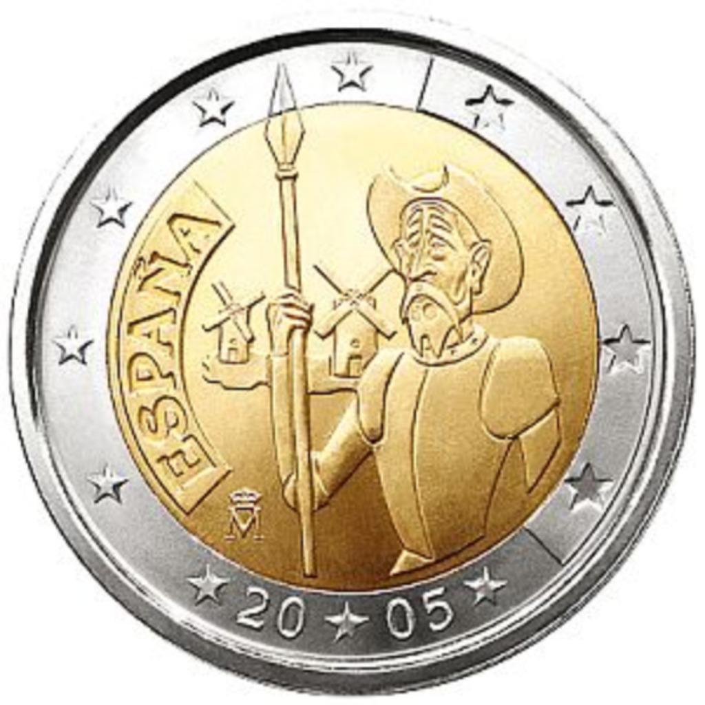 2 euros par cuillère Publié en 2005, Espagne, don Quichotte, Enlèvement ou Envoi, Espagne, 2 euros, Monnaie en vrac