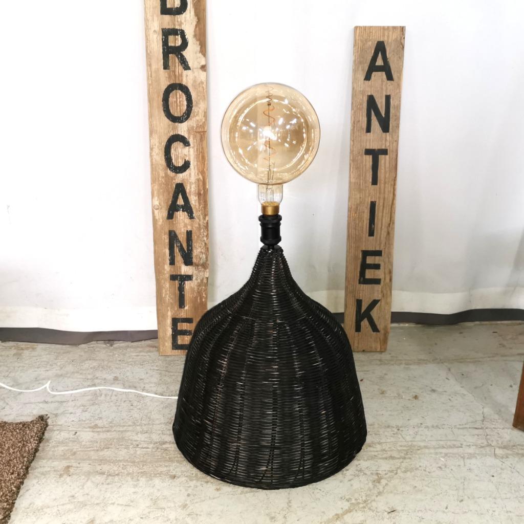 Grand lampadaire neuf en osier avec grande boule LED H 87, Neuf, Enlèvement ou Envoi, E27 (grand), Moins de 30 watts