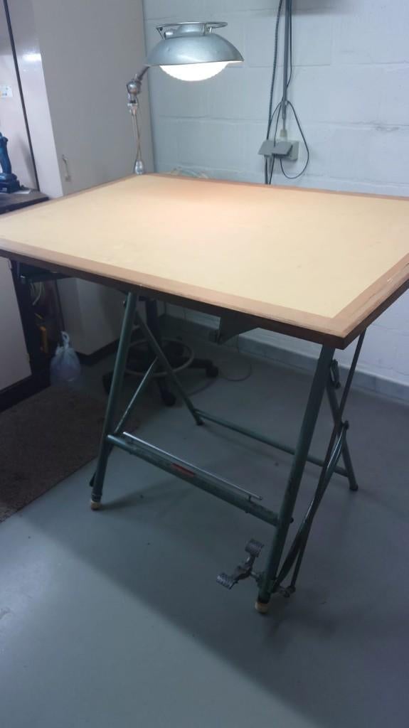 Vintage Industrial French Architect's Drawing Table, Ophalen