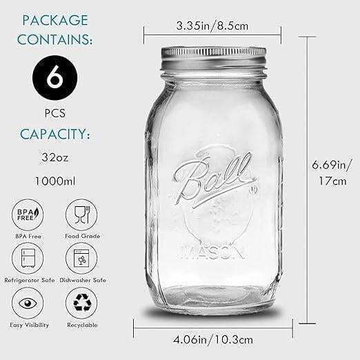 Set van 6 weckpotten | 960ml | GRATIS LEVERING, Verzenden, -, Pot, Bus of Blik, Nieuw